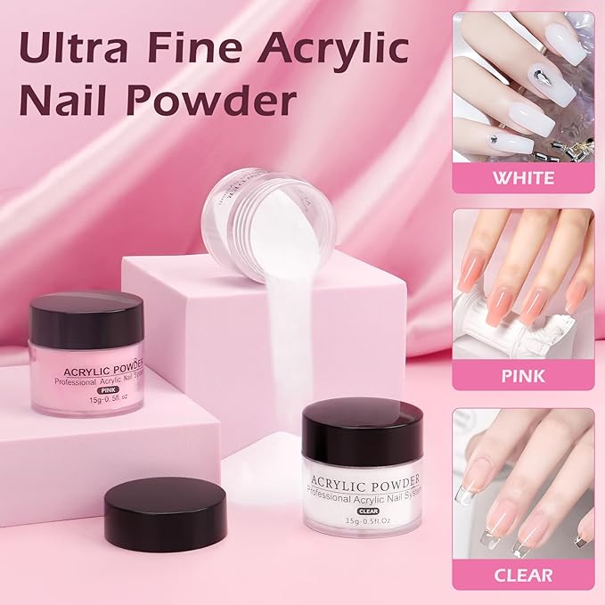 Practice Hand for Acrylic Nails, Fake Maniquin Training Hand for Nail Practice, Nail Practice Hand with Acrylic Nail Powder and Liquid Set, Nail Kit Set Professional Acrylic with Manincure Hand