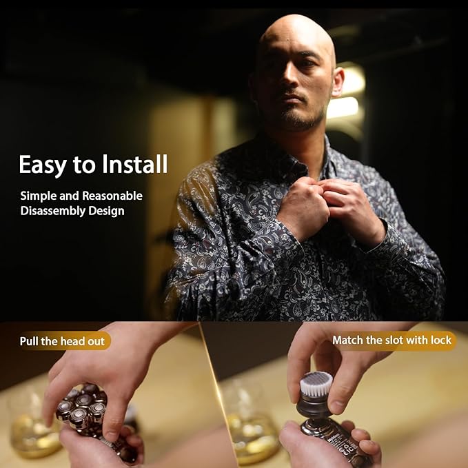 Head Shavers for Bald Men, Wyklaus Detachable Head Shavers 5-in-1 Electric Razor IPX7 Waterproof Dry Wet Shaving for Men Women,7D Rotary Shaver Grooming Kit with LED Display, USB Rechargeable