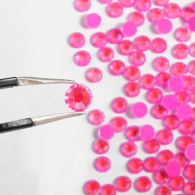 Beadsland 1440pcs Flat Back Crystal Rhinestones Round Gems for Nail Art and Craft Glue Fix, Luminous Rose, SS20,4.6-4.8mm