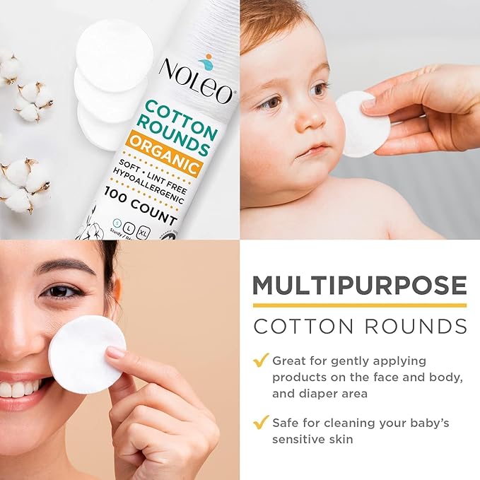 Organic Cotton Rounds Compatible with Makeup Products, Eye Makeup Remover Pads and Baby Wipes, Small, 600 Count - Noleo