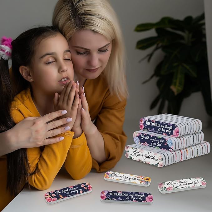 200 Pcs Christian Bible Verse Nail Files Gift for Women Religious Scripture Nail Emery Boards Colorful Floral Inspirational Nail Buffering Files Inspirational Scripture Manicure Tools Bulk