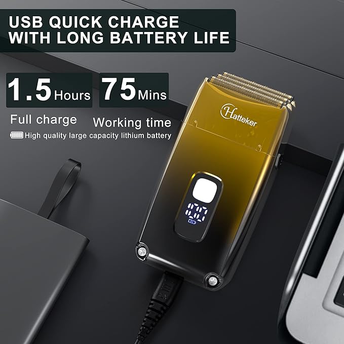 Hatteker Foil Shaver Bald Head Shaver Electric Shaver Razor for Men Precision Trimmer Beard Clipper Triple Blades Waterproof Cordless