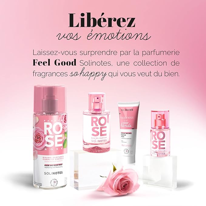 Solinotes Rose Perfume for Women, 1.7 Fl Oz/ 50 ML Eau De Parfum, Delicate Floral and Soothing Scent with Premium Ingredients - Clean Perfume, Cruelty Free, Vegan, Made in France