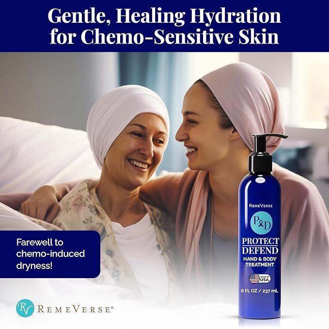 RemeVerse Protect & Defend Hand and Body Treatment Lotion - Moisturizer for Chemotherapy and Sensitive Skin - Hydrating and Nourishing Body Skin Care - Gentle & Fragrance-Free - Made in USA - 8 oz