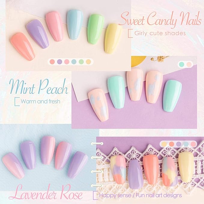 Gellen Gel Nail Polish Kit with Nail Light 72W Nail Dryer, 12 Gel Nail Polish Colors, No Wipe Top Base Coat, Nail Art Decorations, Manicure Tools, All-In-One Manicure Kit, Macaron Candy