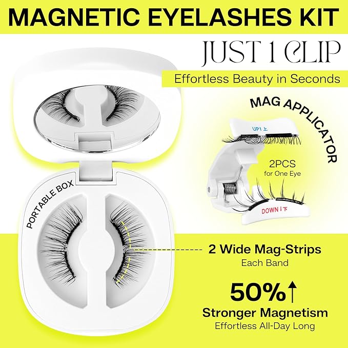 CALAILIS Magnetic Eyelashes with Applicator Upgrade Soft Magnetic Eyelashes Natural Look Reusable Magnet Lashes Kit No Glue Needed Easy to Wear and Remove (M25)