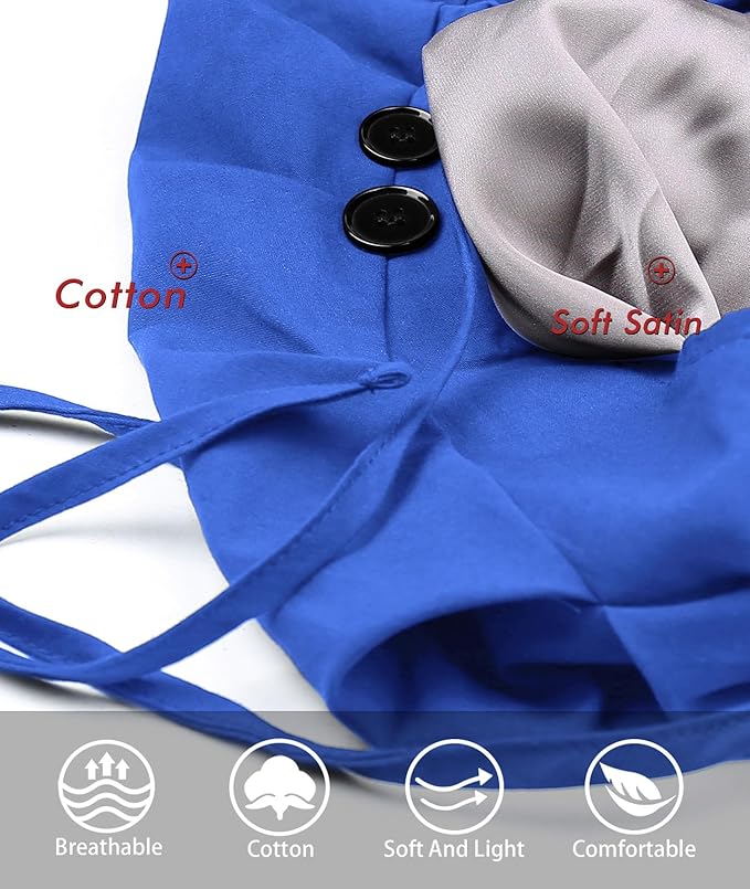 Satin Lined Work Cap with Button for Long Hair Women