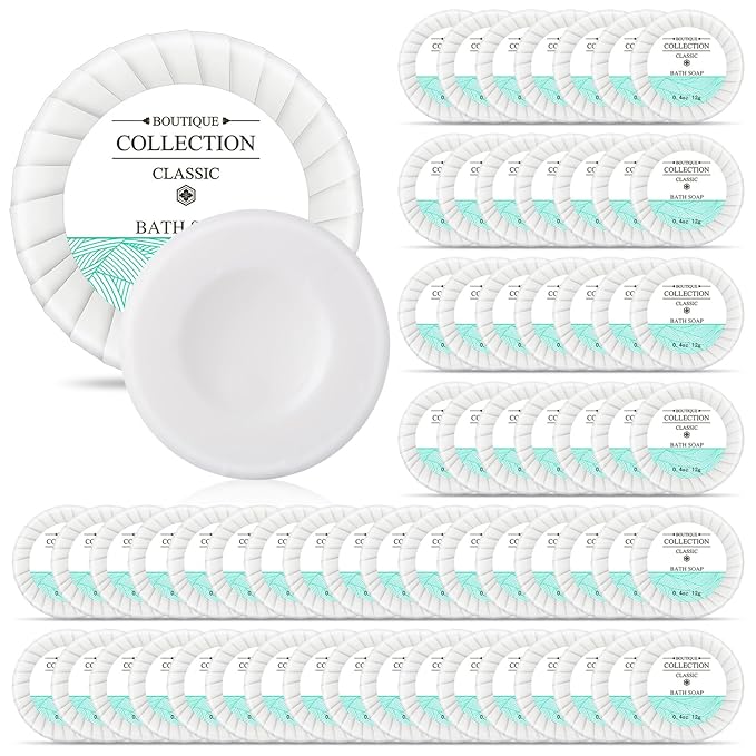 Demissle 100 Pcs Mini Soap Bars 0.4 oz Small Round Coin Size Hotel Soap Bars Bulk Individually Wrapped Hand Travel Soap Guest Bathroom Toiletries for Party Favors Motel Body Cleansing