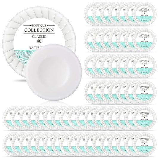 Demissle 100 Pcs Mini Soap Bars 0.4 oz Small Round Coin Size Hotel Soap Bars Bulk Individually Wrapped Hand Travel Soap Guest Bathroom Toiletries for Party Favors Motel Body Cleansing
