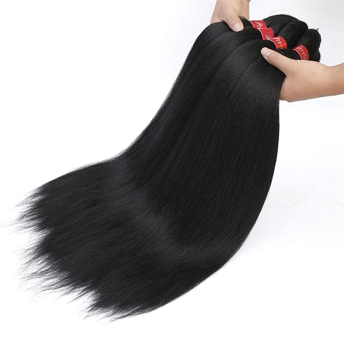 Pre-stretched Braiding Hair, Original Braid Hair Extensions, Hot Water Setting Crochet Hair Braids, Yaki Texture Easy Braiding Hair (14''-pack of 8, 1b)…