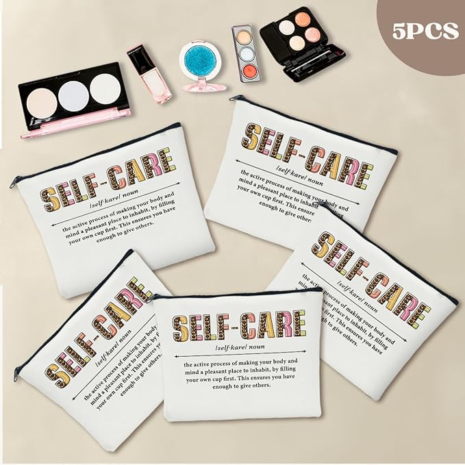 5 PCS Self Care Gifts Inspirational Gifts for Women Positive Affirmations Makeup Bag Motivational Gifts Encouragement Gifts for Women Female Sister Friend Christmas Cosmetic Bag Travel Toiletry Bag