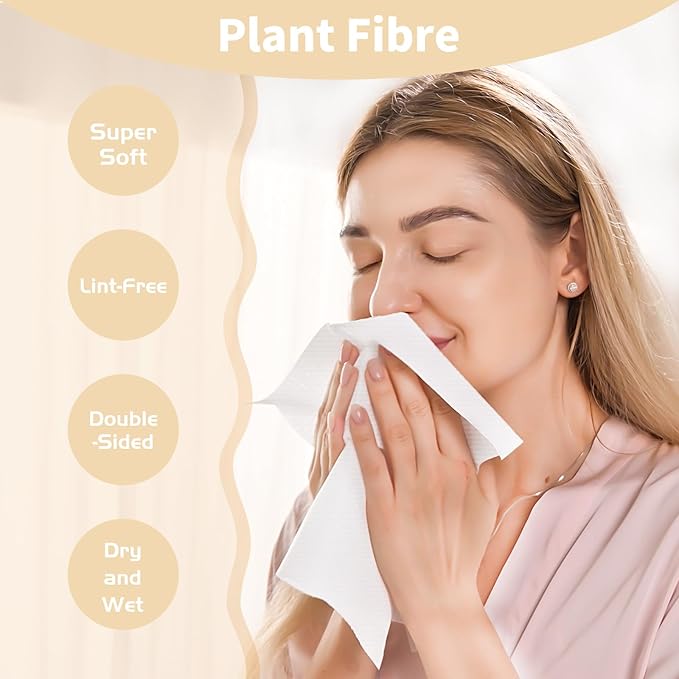 Face Towels, Disposable Face Towels with a Container, Storage Box with Copper Drawer, Ultra Soft Facial Cloths, Makeup Remover Wet Dry Wipes for All Skin