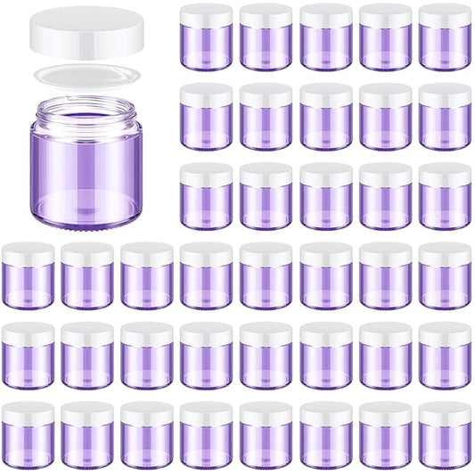 Norme 48 Pcs 4 oz Glass Jars with Lids Leakproof Round Airtight Empty Cosmetic Jars with Inner Liners Lid for Storing Lotions Powder Ointments Candle Making (Light Purple)