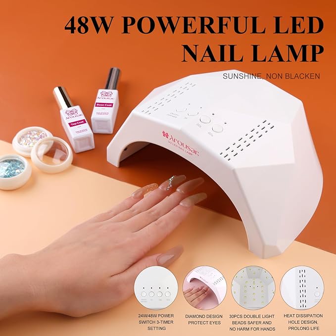 Poly Nail Gel Kit, 8 Colors Nail Extension Gel, Clear Black Gold Glitter Builder Nail Gel with 2 Gel Polish, Base and Top Coat, Slip Solution, Nail Lamp DIY Salon at Home for Women