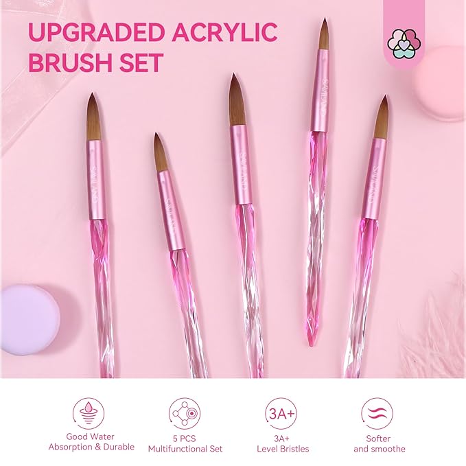 Saviland Acrylic Nail Kit with Nail Drill & 5pcs Acrylic Nail Brush Set