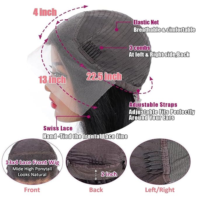 13x4 Body Wave Lace Front Wigs Human Hair for Women 180% Density HD Transparent Lace Frontal Wigs Human Hair Pre Plucked with Baby Hair Glueless Wigs Human Hair 32 Inch Long Black Wig