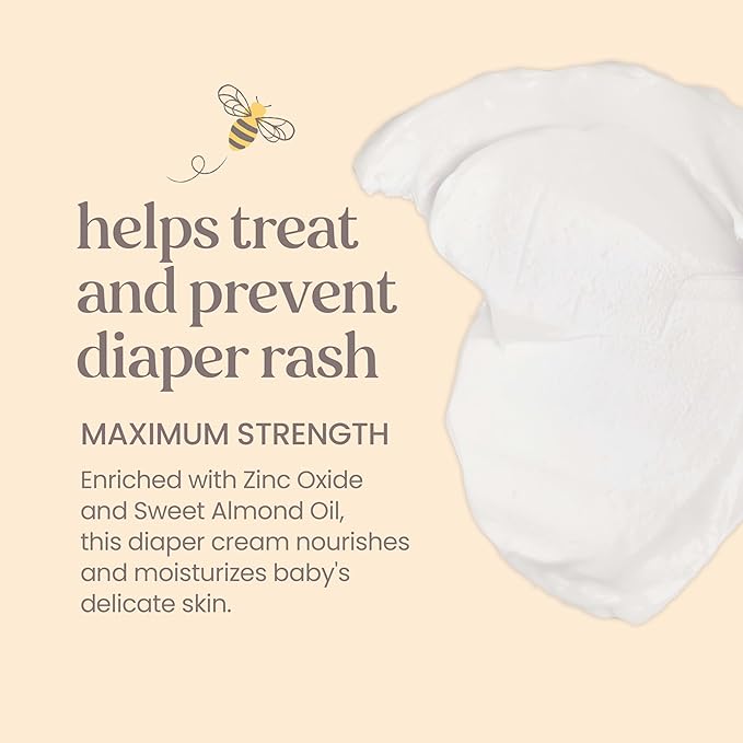 Burt's Bees Baby Diaper Rash Ointment Maximum Strength Cream with 40% Zinc Oxide, 100% Natural Origin, Pediatrician Tested, 3 Oz (Pack of 2)