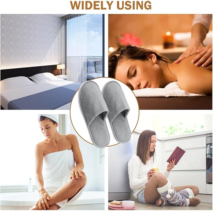 AQUEENLY House Slippers - Washable Spa Slippers Non Slip Indoor Guest Slippers for Shoeless Home, Women & Men