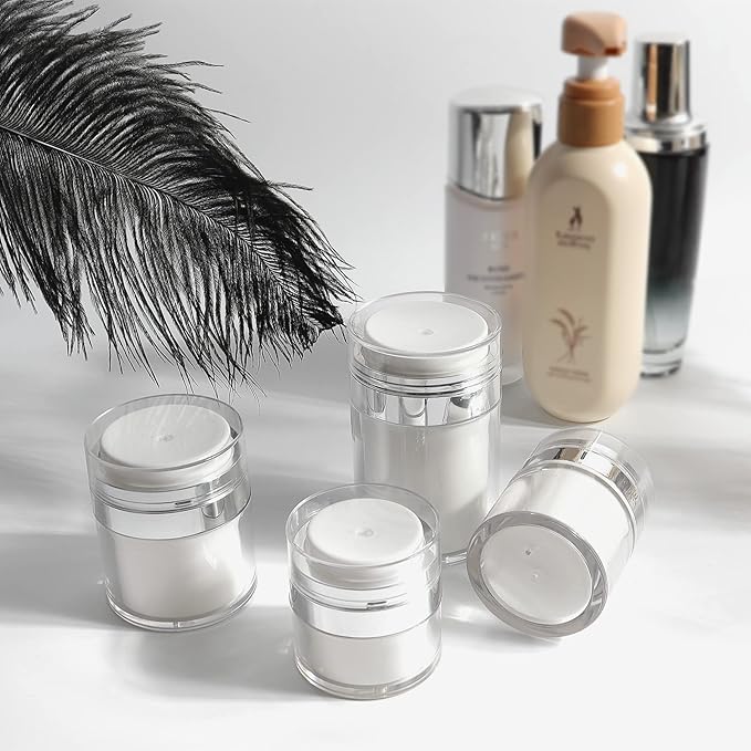 3Pack Airless Pump Jar - 50ml Moisturizer Dispenser, Cream Jar Vacuum Bottle - Airless Cosmetic Pump Containers for Cream, Lotions