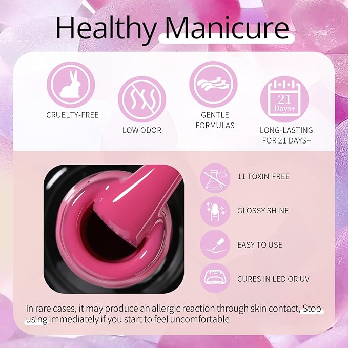 UR SUGAR 45PCS Gel Nail Polish Set, 39 Colors Fall Winter Gel Polish Set with 6 Pcs Base and Glossy Matte Top Coat All Seasons Collection Pink Red Blue Colorful Gel Polish Gifts for Women