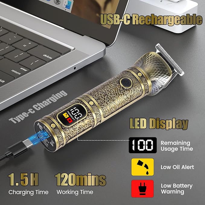 Brightup Beard Trimmer for Men, Professional Zero Gapped T-Blade Trimmer, Cordless Hair Clipper, 7 in 1 Grooming Kit for Face Electric Razor Shavers Mustache Body Nose Trimmer, Gift for Men