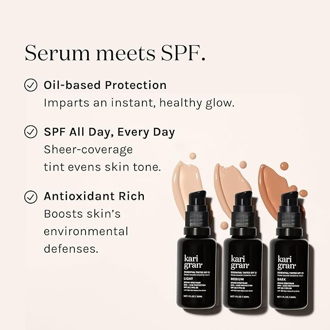 Kari Gran Essential Tinted SPF, Anti-Aging Tinted Moisturizing Sunscreen