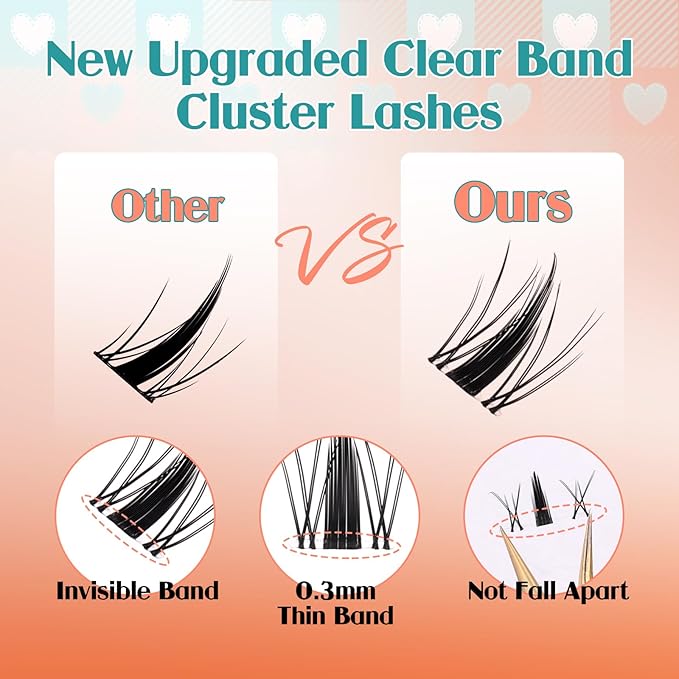 GEMERRY Lash Clusters Natural Cluster Lashes Wispy Cluster Eyelash Extensions Lash Extension Clusters DIY at Home Eyelash Clusters