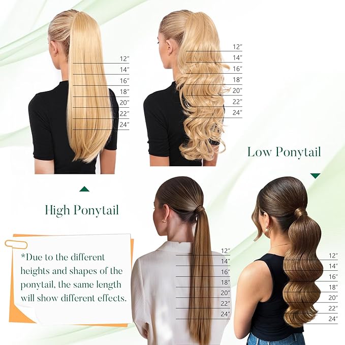 Easyouth Ponytail Extension Brown Human Hair Ponytail Extensions Wrap Around Ponytail Human Hair Pony Tails Hair Extensions Clip in Ponytail Extension Human Hair Milky Brown 16Inch 80g #4
