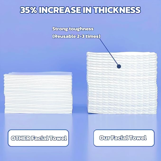 Disposable Face Towel 600 Count, Soft Cotton Clean Skin Face Towels, Dry Wipes Cotton Facial Towels Wash Cloths Tissue Thickened, Face Towelettes Disposable for Makeup Remover, Cleansing and Skincare