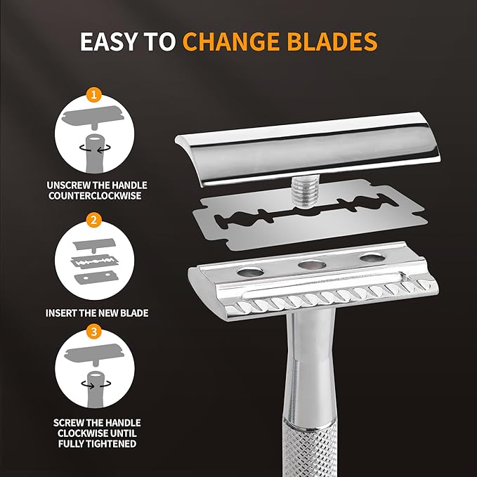 Premium 10 Count Double Edge Safety Razor Blades Refills Swedish 13C26 Stainless Steel Platinum Coated, Mild to Medium Sharpness for Smooth Shaves