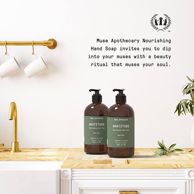 Muse Apothecary Hand Ritual - Botanical Collection - Aromatic and Nourishing Hand Soap, Infused with Natural Aromatherapy Essential Oils - 16 oz, Warm Cedar, 2 Pack