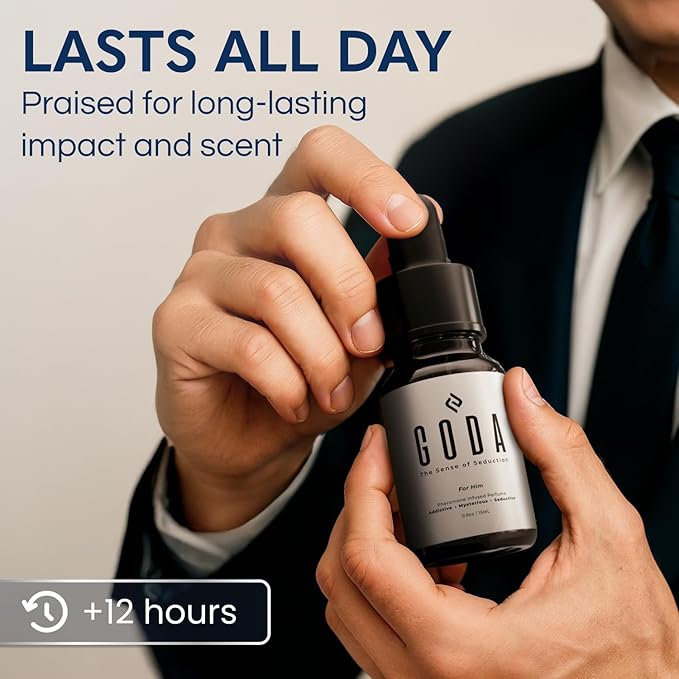 GODA Pheromone Cologne for Men Infused with Real Pheromones – Citrus and Lavender Scent – Alluring Fragrance for Confidence and Charisma – Perfume con Feromonas para Hombres – 15ml/0.50 fl oz
