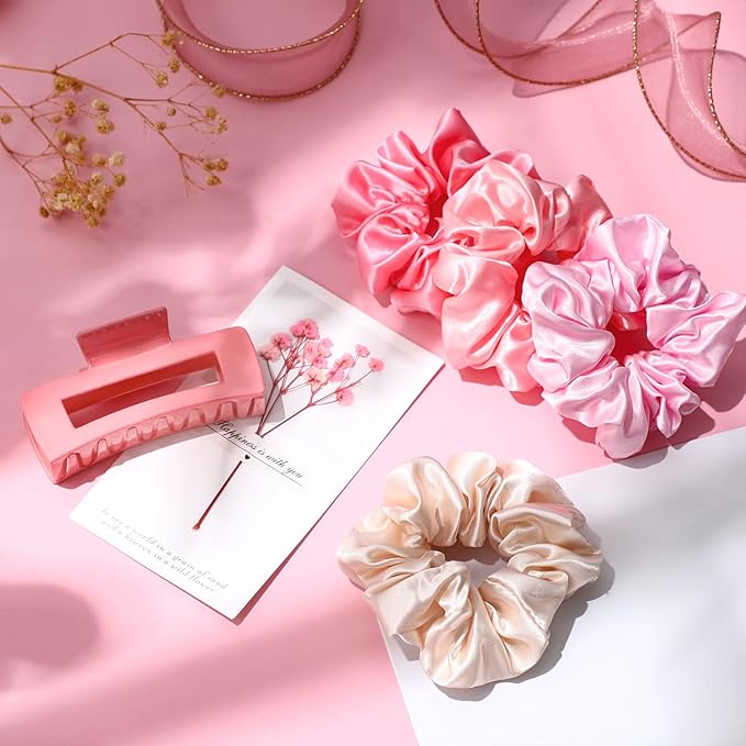 Sawysine 12 Pcs Gift Basket for Women Hair Care Spa Accessories Set Preppy Women's Birthday Mother's Day Gift Stuff(Pink)