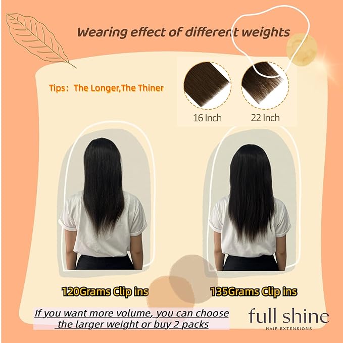 Full Shine 22 Inch Hair Extensions Real Human Hair Clip Ins Black Hair Clip on Extensions Off Black Clip in Hair Extensions Extra Volume Soft Remy Human Hair for Black Women 7 Pcs 150 G