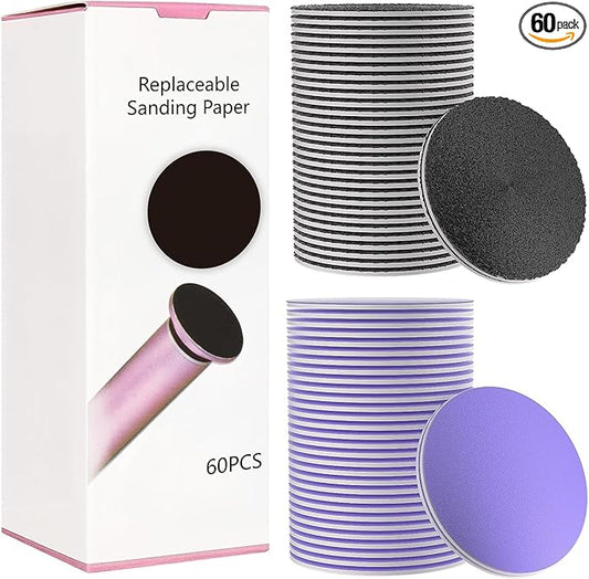 60 Pcs Sandpaper Set 1.7'' x 1.7'' for Electric Foot File Callus Remover