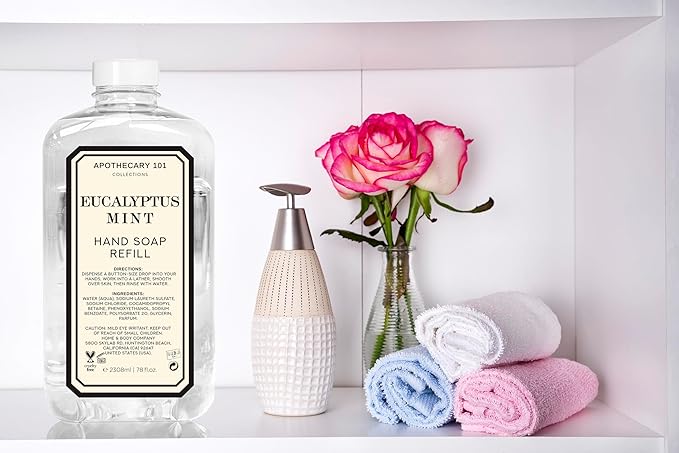 Apothecary 101 Collections | Hand Soap Refill | Home and Body Company | 78oz x 2 | Lemon Verbena & Eucalyptus Mint