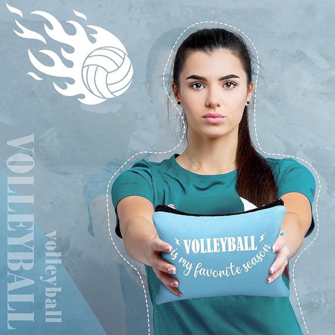 Irenare 30 Pcs Volleyball Cosmetic Bag Gifts for Women Stuff Volleyball Players Teams Travel Pouch Canvas Makeup Bags for Team Gifts(Colorful,Sports)