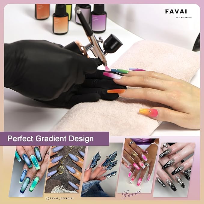 FAVAI Airbrush Gel Nail Polish 12 Colors Air Gel Set Spring Summer Collection for Baby Boomer Nail Art Design Stickers French Manicures Stencils Paint 10ml/0.33 Fl oz Long Lasting Without Dilution