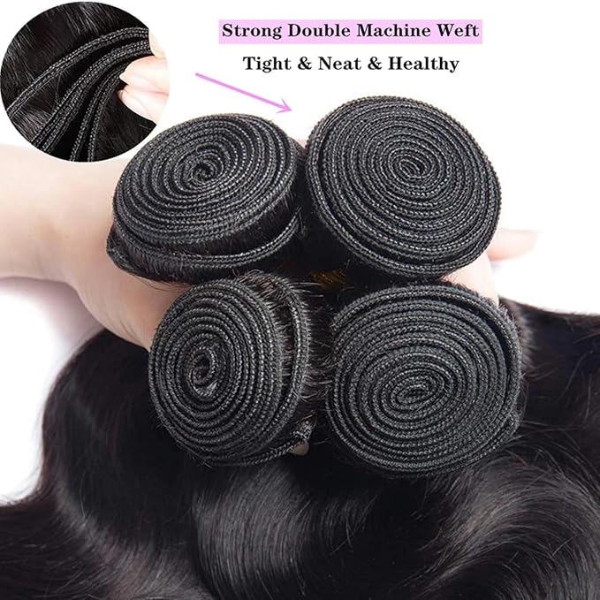 12A Human Hair Bundles 22 24 26 Inch Body Wave Bundles Human Hair 100% Unprocessed Brazilian Virgin Hair 3 Bundles Deals Weave Extensions Natural Black Color Bundle