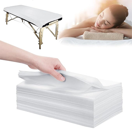 31" x 71" Disposable Bed Sheets for Massage Table Waterproof Massage Table Sheet Soft Non Woven Fabric SPA Bed Cover Breathable for Massage Beauty Tattoos 50PCS (White)