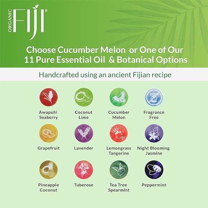 Coco Fiji Soap Bar for Face and Body Infused With Organic Coconut Oil, Cucumber Melon, Essential Oil, Natural Soap for Moisturizing & Pore Purifying Skin, 7 oz,Pack of 2