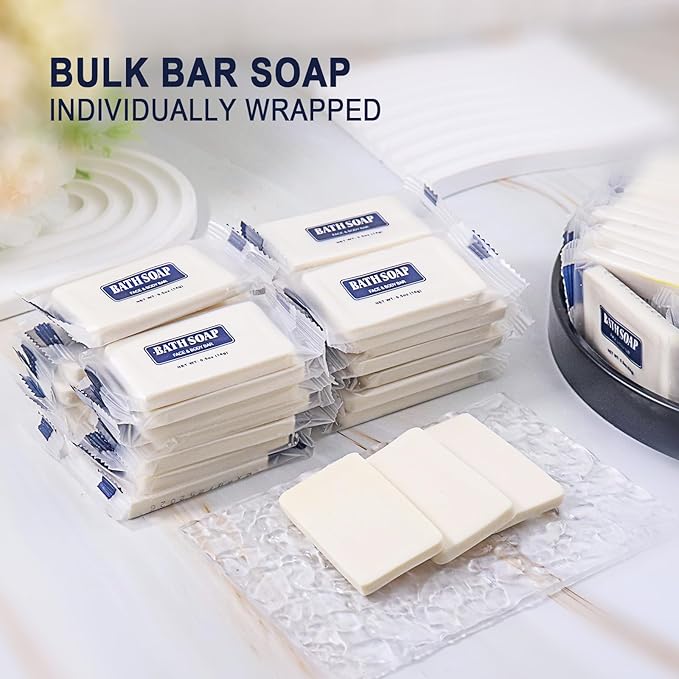Bulk Bar Soap, 120 Pack Mini Soap Bars Bulk Individually Wrapped, 0.5 oz Travel Soap Small Hotel Soaps Travel Size Toiletries for Hotel Bathroom