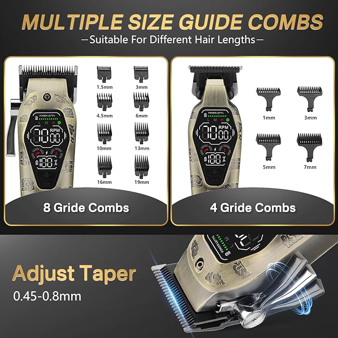 Professional Hair Clippers for Men,3 in 1 T-Blade Barber Clippers and Trimmer Set,Mens Cordless Hair Clippers for Hair Cutting Kit,Trimmers for Barbers, Beard Trimmer for Men