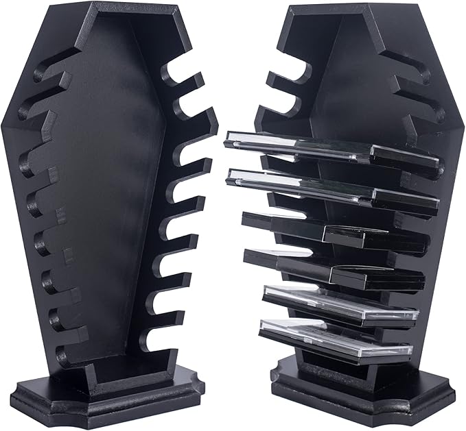 Coffin Eyeshadow Palette Organizer - Spooky Halloween Decor for Bathroom and Bedroom - Gothic Wooden Coffin Makeup Organizer for Vanity for Oddities - Witchy Gifts for Women