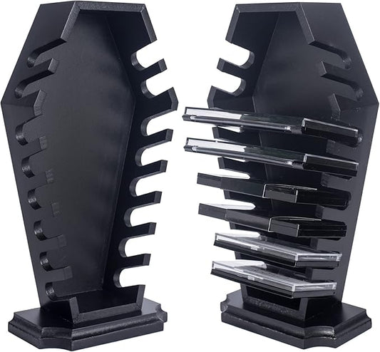 Coffin Eyeshadow Palette Organizer - Spooky Halloween Decor for Bathroom and Bedroom - Gothic Wooden Coffin Makeup Organizer for Vanity for Oddities - Witchy Gifts for Women