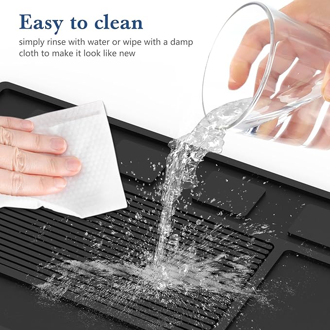 Magnetic Barber Mat for Clippers,Station Barber Tool Organizer Mat Rubber for Scissors Salon Barbershop Beauty Tools with 4 Slots Flexible Silicone Barber Pad Non-Slip Professional Barber Accessories