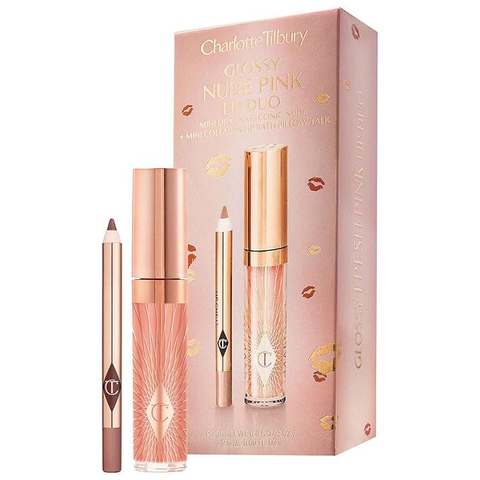 CHARLOTTE TILBURY Mini Glossy Pink Lip Gloss + Lip Liner Set - Nude Pink