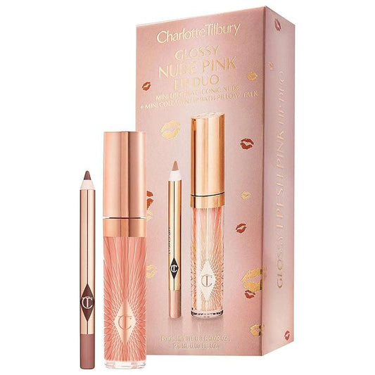 CHARLOTTE TILBURY Mini Glossy Pink Lip Gloss + Lip Liner Set - Nude Pink