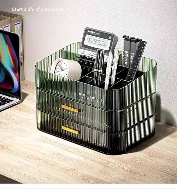 MIUOPUR Makeup Organizer with Stackable Drawers, Bathroom Vanity Organizers and Storage, Ideal for Desk and Dresser Countertops, Great for Cosmetics, skincare, Lipsticks, Nail Care -Green