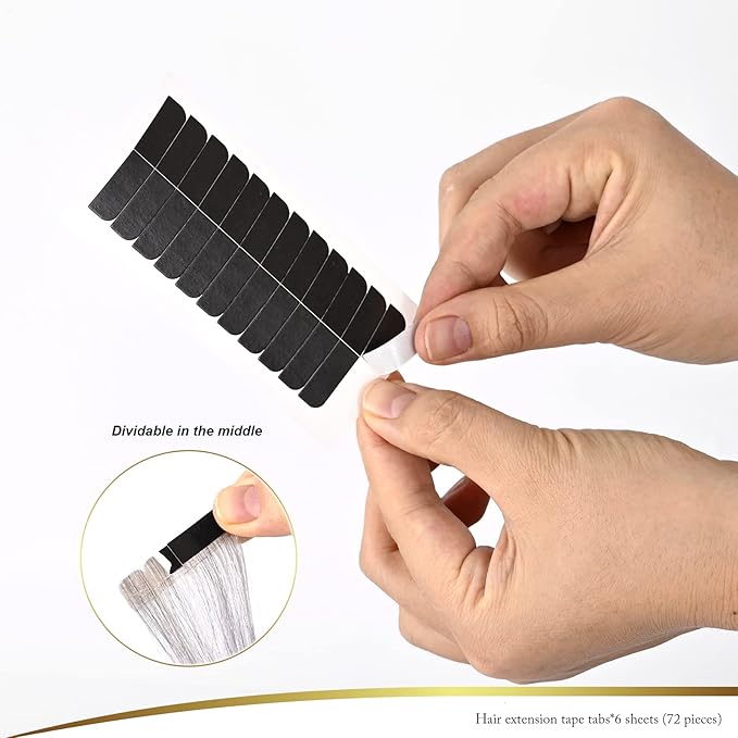 EHDIS Hair Extensions Tools Kit Tape in Hair Sealing Pliers Flat Surface Hair Extension Tools with Double Sided Replacement Adhesive Hair Extension Tape Tabs (Black)